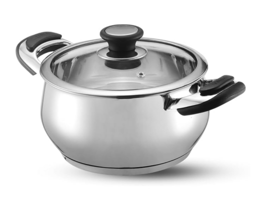 Vinod Durban Stainless Steel Saucepot Handi with Glass Lid - 2.7 Litre, 18 cm | Stylish Durable Handles | Induction Base Belly Shape Pot | 2 Year Warranty - Silver